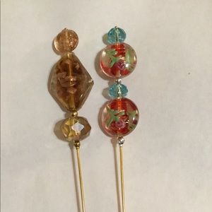 Victorian Style Vintage Bead Hat pins Set of 2